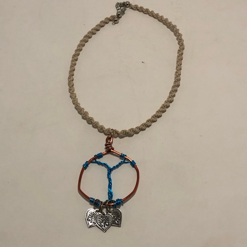 Handcrafted Tree Necklace with Silver and Blue Accents